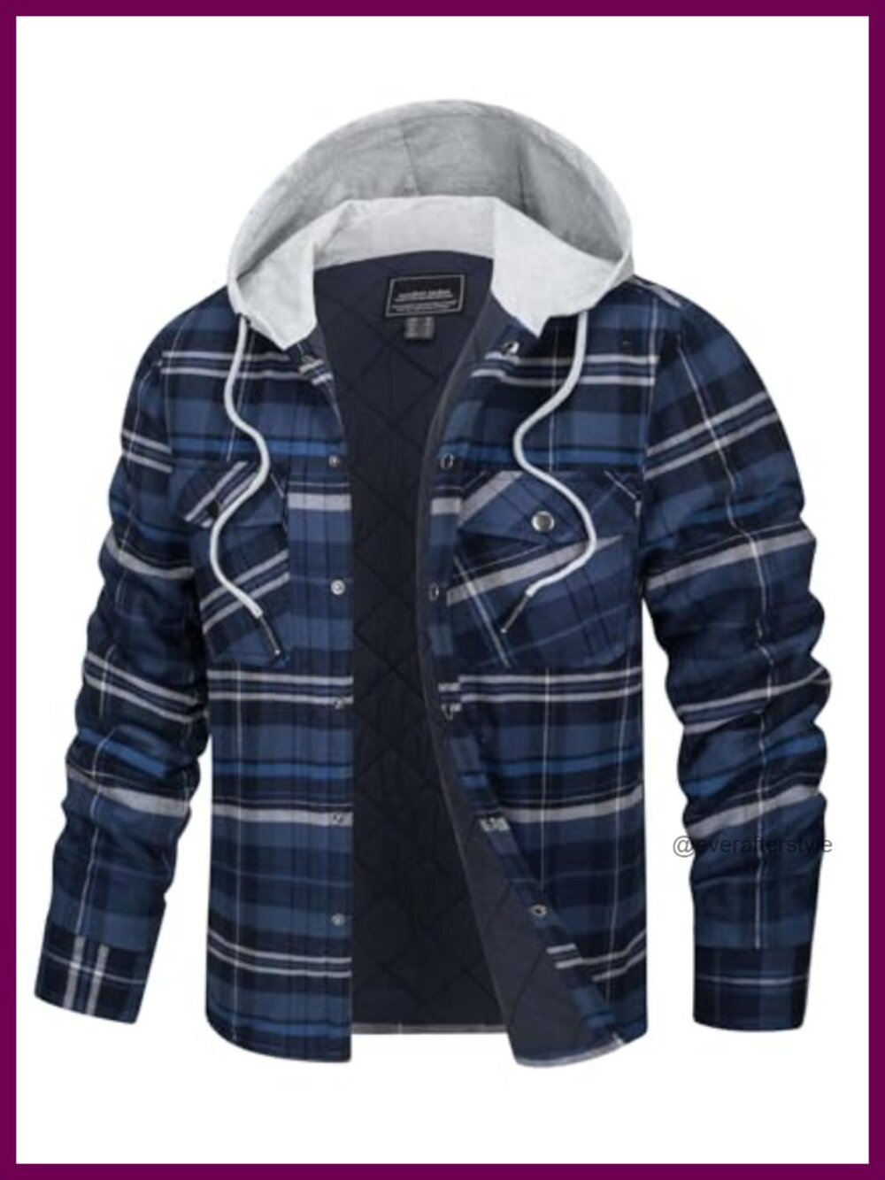 Quilted Lined Hooded Plaid Flannel Shacket Warm Winter Jacket